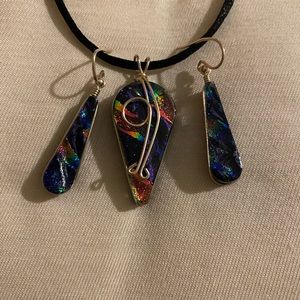 Handcrafted Dichroic Glass Jewelry Set